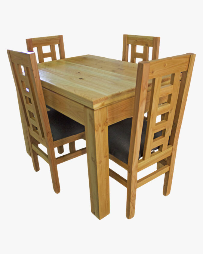 Comedor de madera pino oregón para 4 personas con sillas escalera pequeña