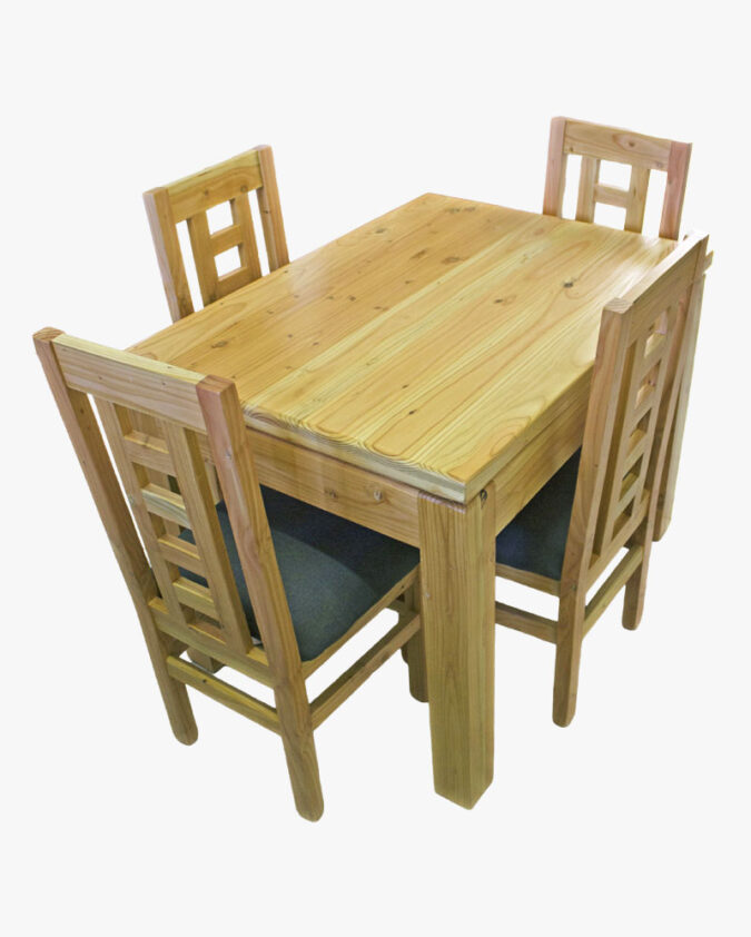 Comedor de madera pino oregón para 4 personas con sillas escalera pequeña