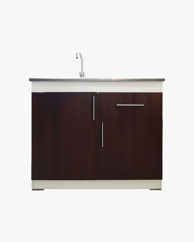 Mueble lavaplatos de 100 cm de melamina con secador derecho y grifería incluida