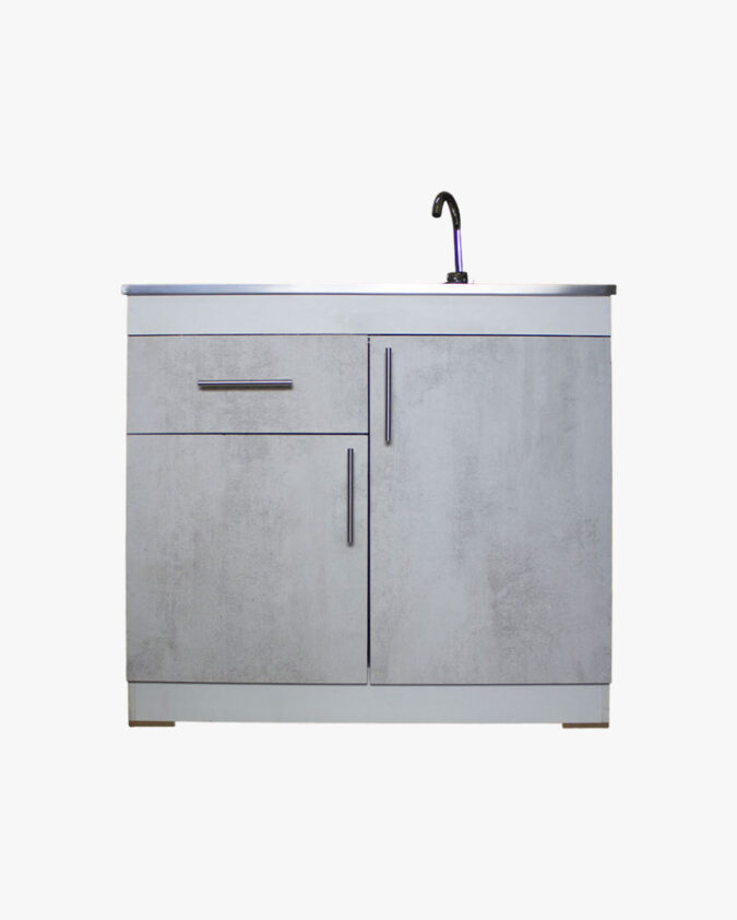 Mueble lavaplatos de cocina 100 cm de ancho con secador a la izquierda y mueble de melamina
