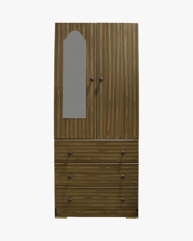 Closet 2 puertas Trupan con 3 cajones color café y blanco