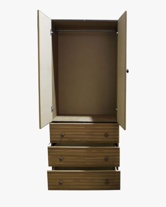 Closet 2 puertas Trupan con 3 cajones color café y blanco