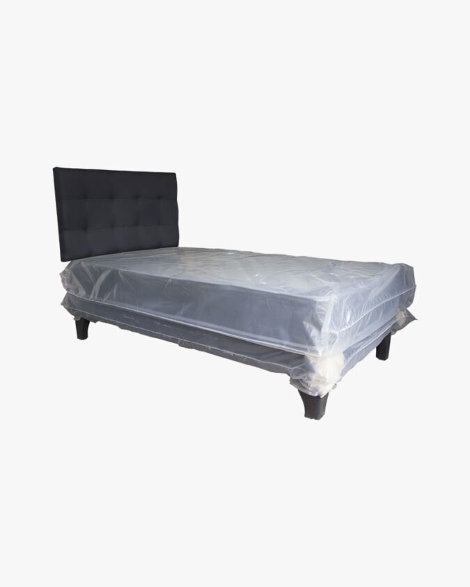 Pack cama 1.5 plazas con base y respaldo