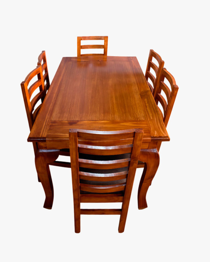Comedor 6 sillas de pino modelo mesa normando chocolate