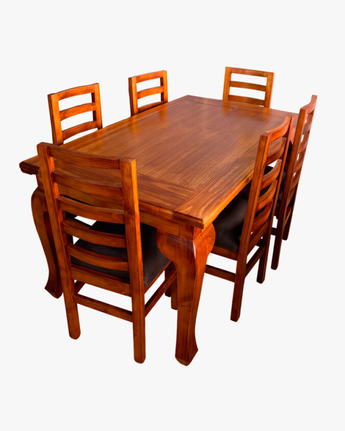 Comedor 6 sillas de pino modelo mesa normando chocolate