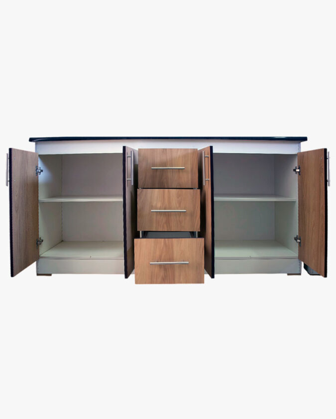 Mueble de cocina Base 180 cm con 4 puertas y 3 cajones.
